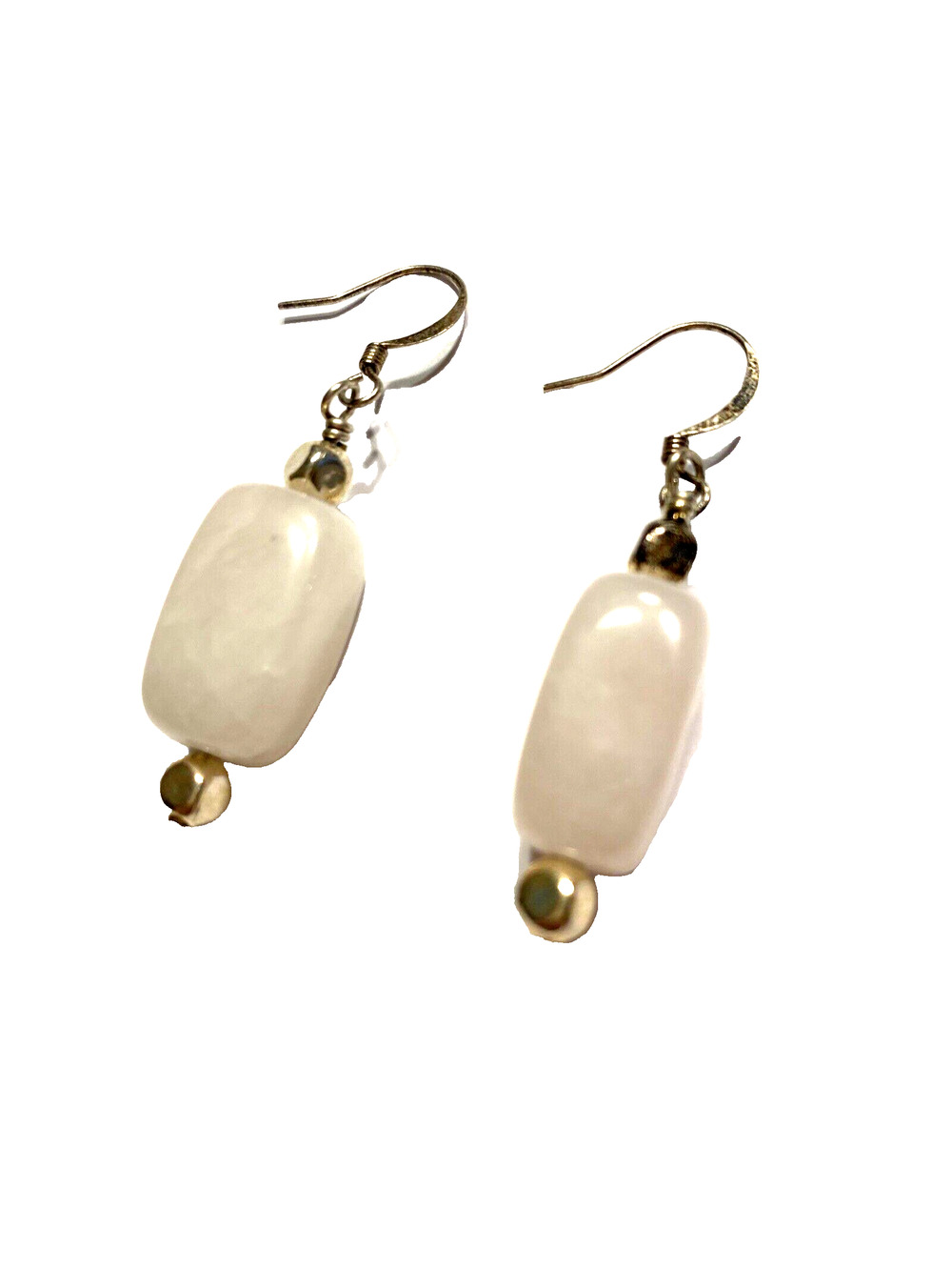 Pink Agate Pierced Earrings Silver Wires Drops & Dangles Polished Stones Beads